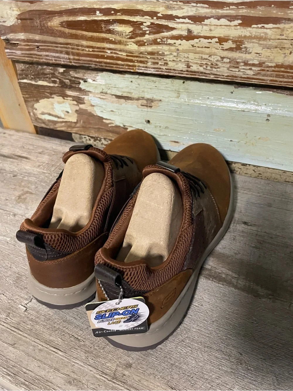 Skechers Men's Brown and Tan Lace-Up Casual Sneakers - Picture 4 of 6